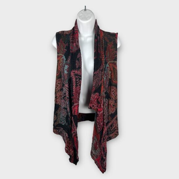 Anu By Natural Art To Wear Wool Cardigan Waterfall Vest Floral Boho Size Medium - Picture 1 of 7